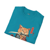 Samura Orange Kitty Japanese Samurai T Shirt, Asian Graphic Tee, Bushido Warrior Shirt