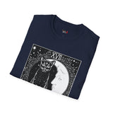 Black Cat The Moon XVII Tarot Card T Shirt, Mystic Graphic Tee, Spiritual Shirt