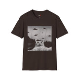 Cat Invasion Selfie Alien T Shirt for Men/Women, Funny UFO Shirt, Sci Fi Graphic Tee