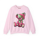 Pink & Green Patched Teddy Bear Sweatshirt