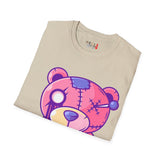 Patchy Pink Heart Teddy Bear Unisex Softstyle T-Shirt