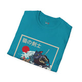 Samurai Kitty Duel Japanese Samurai T Shirt, Asian Graphic Tee, Bushido Warrior Shirt