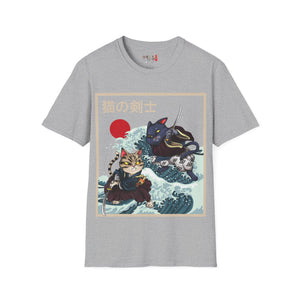 Dueling Samurai Cats Unisex Softstyle T-Shirt