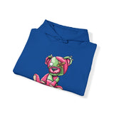 Pink & Green Patched Teddy Bear Hoodie