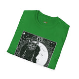 Black Cat The Moon XVII Tarot Card T Shirt, Mystic Graphic Tee, Spiritual Shirt