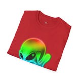 Neon Peace Sign Alien T Shirt for Men/Women, Funny UFO Shirt, Sci Fi Graphic Tee