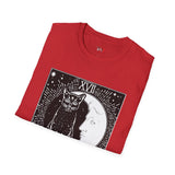 Black Cat The Moon XVII Tarot Card T Shirt, Mystic Graphic Tee, Spiritual Shirt