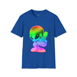Neon Peace Sign Alien T Shirt for Men/Women, Funny UFO Shirt, Sci Fi Graphic Tee