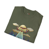 Believe Cat Abduction Vintage Alien T Shirt, Retro UFO Graphic Tee, Space Streetwear Shirt