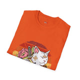 Banadaged Kitty Japanese Samurai T Shirt, Asian Graphic Tee, Bushido Warrior Shirt