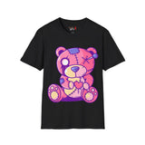 Patchy Pink Heart Teddy Bear Unisex Softstyle T-Shirt