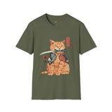 Samura Orange Kitty Japanese Samurai T Shirt, Asian Graphic Tee, Bushido Warrior Shirt