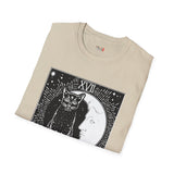 Black Cat The Moon XVII Tarot Card T Shirt, Mystic Graphic Tee, Spiritual Shirt