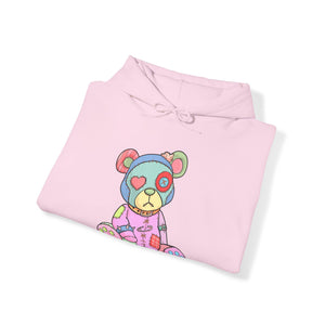 Pink Heart Eye Teddy Bear Hoodie