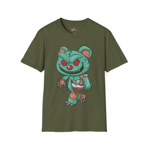 Evil Patched Teddy Bear Unisex Softstyle T-Shirt