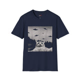 Cat Invasion Selfie Alien T Shirt for Men/Women, Funny UFO Shirt, Sci Fi Graphic Tee