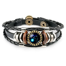 Load image into Gallery viewer, Zodiac Sign Bracelets For Women Men 12 Constellation Beaded Hand Woven PU Leather Bracelets
