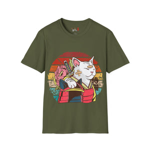 Bandaged Samurai Cat Unisex Softstyle T-Shirt