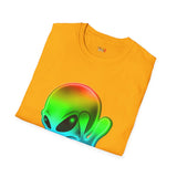 Neon Peace Sign Alien T Shirt for Men/Women, Funny UFO Shirt, Sci Fi Graphic Tee