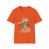 Samura Orange Kitty Japanese Samurai T Shirt, Asian Graphic Tee, Bushido Warrior Shirt