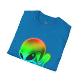 Neon Peace Sign Alien T Shirt for Men/Women, Funny UFO Shirt, Sci Fi Graphic Tee
