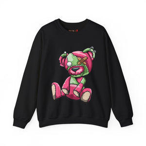 Pink & Green Patched Teddy Bear Sweatshirt