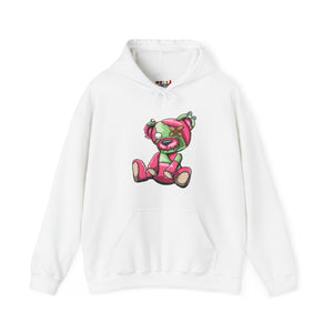 Pink & Green Patched Teddy Bear Hoodie