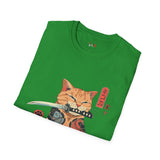Samura Orange Kitty Japanese Samurai T Shirt, Asian Graphic Tee, Bushido Warrior Shirt