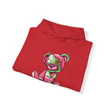 Load image into Gallery viewer, Pink &amp; Green Patched Teddy Bear Hoodie
