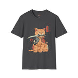 Samura Orange Kitty Japanese Samurai T Shirt, Asian Graphic Tee, Bushido Warrior Shirt