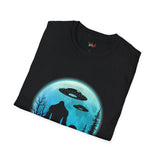 Bigfoot and  Alien T Shirt for Men/Women, Funny UFO Shirt, Sci Fi Graphic Tee