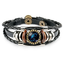 Load image into Gallery viewer, Zodiac Sign Bracelets For Women Men 12 Constellation Beaded Hand Woven PU Leather Bracelets
