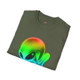 Neon Peace Sign Alien T Shirt for Men/Women, Funny UFO Shirt, Sci Fi Graphic Tee