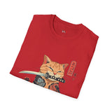 Samura Orange Kitty Japanese Samurai T Shirt, Asian Graphic Tee, Bushido Warrior Shirt