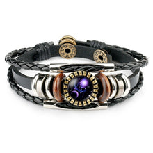 Load image into Gallery viewer, Zodiac Sign Bracelets For Women Men 12 Constellation Beaded Hand Woven PU Leather Bracelets
