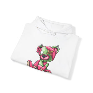 Pink & Green Patched Teddy Bear Hoodie