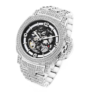 Men's Full Diamond Luminous Hollow Out Bottom Mechanical Watch