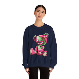 Pink & Green Patched Teddy Bear Sweatshirt