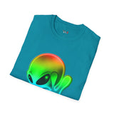Neon Peace Sign Alien T Shirt for Men/Women, Funny UFO Shirt, Sci Fi Graphic Tee