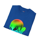 Neon Peace Sign Alien T Shirt for Men/Women, Funny UFO Shirt, Sci Fi Graphic Tee