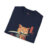 Samura Orange Kitty Japanese Samurai T Shirt, Asian Graphic Tee, Bushido Warrior Shirt