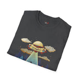 Believe Cat Abduction Vintage Alien T Shirt, Retro UFO Graphic Tee, Space Streetwear Shirt