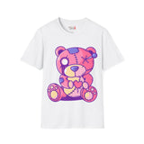 Patchy Pink Heart Teddy Bear Unisex Softstyle T-Shirt