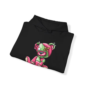 Pink & Green Patched Teddy Bear Hoodie