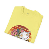 Banadaged Kitty Japanese Samurai T Shirt, Asian Graphic Tee, Bushido Warrior Shirt