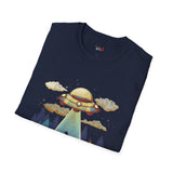 Believe Cat Abduction Vintage Alien T Shirt, Retro UFO Graphic Tee, Space Streetwear Shirt