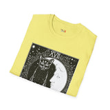 Black Cat The Moon XVII Tarot Card T Shirt, Mystic Graphic Tee, Spiritual Shirt