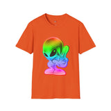 Neon Peace Sign Alien T Shirt for Men/Women, Funny UFO Shirt, Sci Fi Graphic Tee