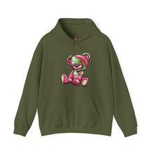 Load image into Gallery viewer, Pink &amp; Green Patched Teddy Bear Hoodie
