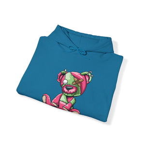 Pink & Green Patched Teddy Bear Hoodie